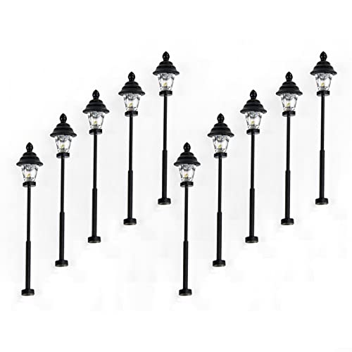 HpLive 10 Stück Mini Laternenpfahl Straßenlaterne Straßenlampe Lampen Modell für Eisenbahn, Warmweiß 1:160, 4.7cm von HpLive