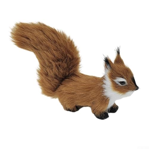 Lebensechtes Eichhörnchen-Miniatur-Plüsch-Ornament, künstliche Tier-Tischdekoration (Kaffeefarbe) von HpLive