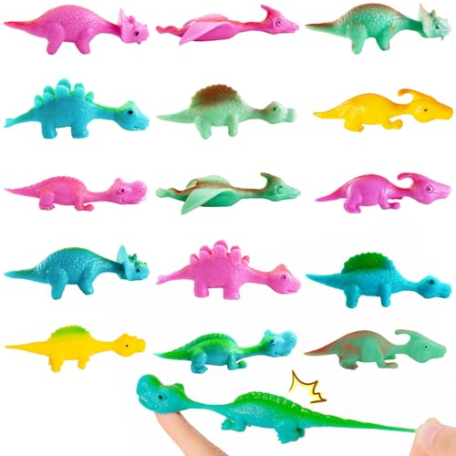 15 Stück Schleuder Dinosaurier Spielzeug,Slingshot Dinosaur Finger Toys,Elastischer Fliegender Finger-Dinosaurier,Lustige Fliegende Dinosaurier Schleuder Spielzeug,Party Spielzeug für Kinder Geschenk von Hpbaggy