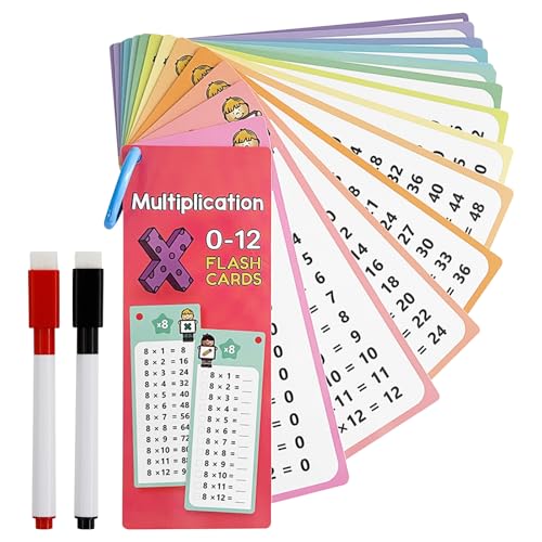 1x1 Lernkarten Kinder, Einmaleins Lernkarten Set, 0-12 Einmaleins Karten, Mathekarten-Lernkarten, Multiplikationskarten für Kinder, Mathe-Lernkartenspiel, Einmaleins Lernen, mit 2 Löschbaren Stiften 1x1 Lernkarten Kinder, Einmaleins Lernkarten Set, 0-12 Einmaleins Karten, Mathekarten-Lernkarten, Multiplikationskarten für Kinder, Mathe-Lernkartenspiel, Einmaleins Lernen, mit 2 Löschbaren Stiften von Hpbaggy