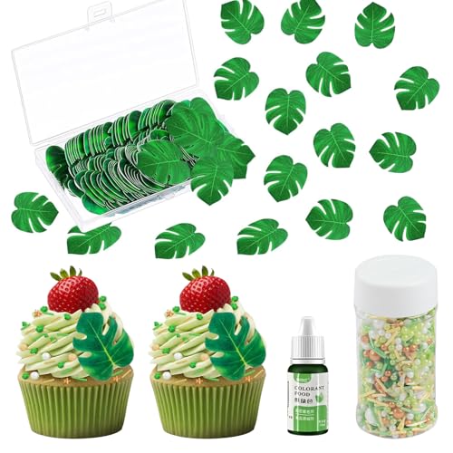 74 Stück Dschungel Deko Essbar, mit Lebensmittelfarbe Tannengrün und Streudekor Dschungel Essbar, Oblatenpapier Palmblatt Kuchen Deckel, Tortendeko Dschungel, zum Backen, Kochen, Fondant 74 Stück Dschungel Deko Essbar, mit Lebensmittelfarbe Tannengrün und Streudekor Dschungel Essbar, Oblatenpapier Palmblatt Kuchen Deckel, Tortendeko Dschungel, zum Backen, Kochen, Fondant von Hpbaggy