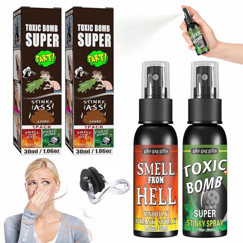 Hpbaggy 2 pcs Prank Sachen Stinkspray Urkomisches Werkzeug für Kinder und Erwachsene, Extrem Langanhaltender Schlechter Geruch(2 Fragrances) von Hpbaggy