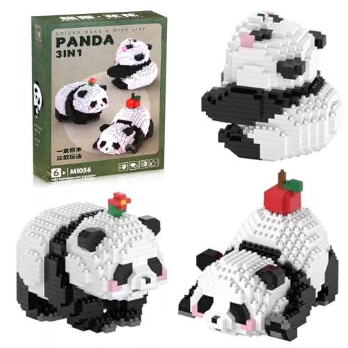 Hpbaggy 3 In1 Panda Bausteine Set,Niedlich Panda Bricks,Tier Building Block Set,Klemmbausteine Tiere Set,Mini Tiere Bausteine Set,Geschenke für Erwachsene, Kinder, für Kinder ab 9+ Jahren von Hpbaggy