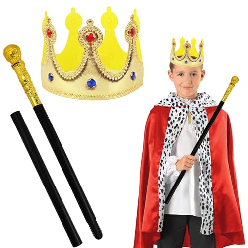 Hpbaggy Königskrone,Gehstock,Royales Set mit Zepter und Krone,perfekte Accessoire für Ihr Königskostüm,Krone König für Kinder Erwachsene,für Karneval,Halloween,Cosplay Verkleiden Hpbaggy Königskrone,Gehstock,Royales Set mit Zepter und Krone,perfekte Accessoire für Ihr Königskostüm,Krone König für Kinder Erwachsene,für Karneval,Halloween,Cosplay Verkleiden von Hpbaggy