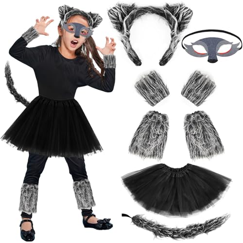 Hpbaggy Werwolf Kostüm Kinder,Wolf Ohren und Schwanz Set,Wolf Maske Haarreifen Pfoten Tüllrock,Tierkostüm für Mädchen Karneval Cosplay Geburtstag Party,Halloween Faschingskostüme Accessoire Hpbaggy Werwolf Kostüm Kinder,Wolf Ohren und Schwanz Set,Wolf Maske Haarreifen Pfoten Tüllrock,Tierkostüm für Mädchen Karneval Cosplay Geburtstag Party,Halloween Faschingskostüme Accessoire von Hpbaggy