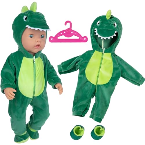 Kleidung Outfits für Baby Puppen,Puppenkleidung Dinosaurier,Dinosaurier Bodysuit + Socke + Aufhänger,puppenkleidung Baby Born,für Babypuppen 35-45 cm,Puppe zubehör,Geschenke für Mädchen Jungen von Hpbaggy