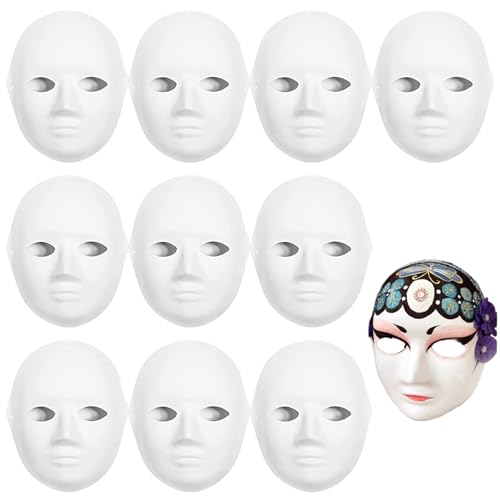 10pcs Mask Kostüm 7x9.5 leere DIY Vollgesichtspapier Mache Maskerade mit Elastizität Band für Cosplay -Party tragbares Weiß 10pcs Mask Kostüm 7x9.5 leere DIY Vollgesichtspapier Mache Maskerade mit Elastizität Band für Cosplay -Party tragbares Weiß von Hperu