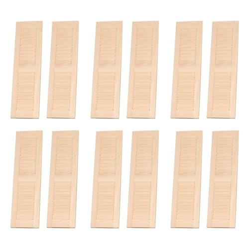 12pcs Dollhouse -Fensterläden Klassiker hölzerne Mini 1 12 Skala Dollhouse Möbel Puppenhaus Fenster Lustige DIY Dolls House Möbel für Kinder, Miniaturpuppenhausmöbel 4.5x1.3x0.2 von Hperu