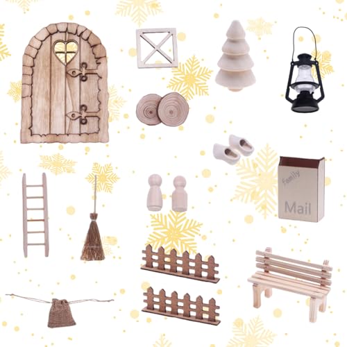 16pcs/Set Christmas Feeny Door, Miniatursimulation DIY Holzpuppenhaus -Tür - Realistisches Puppenhausdekor und für Kinder 16pcs/Set Christmas Feeny Door, Miniatursimulation DIY Holzpuppenhaus -Tür - Realistisches Puppenhausdekor und für Kinder von Hperu