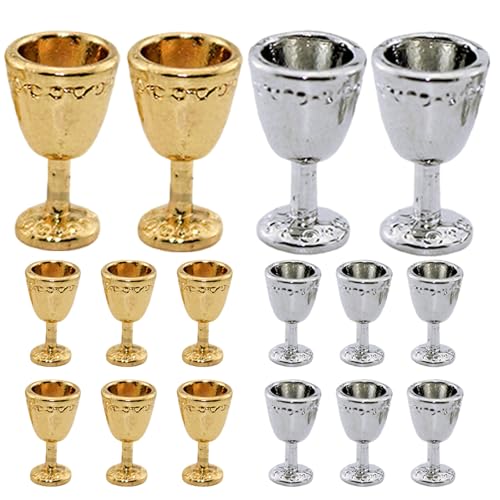 16pcs Mini Champagnerflaschen, Silber- und Golden Alloy Dollhouse Miniaturen für Wohnkultur, Handwerk und winzige Ausstellung von Hperu
