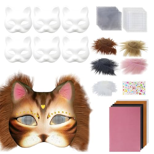 1pc Cat Mask Therian Kit realistische leere halbe Gesichtsmaske mit Filzstoff Plüscht von Hperu