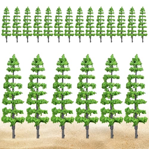 20pcs realistische Plastikmodellbäume 1x4 Zoll Landschaft DIY Miniatur gefälschte Bäume für Handwerk, Zuglandschaft, Gebäudemodell von Hperu
