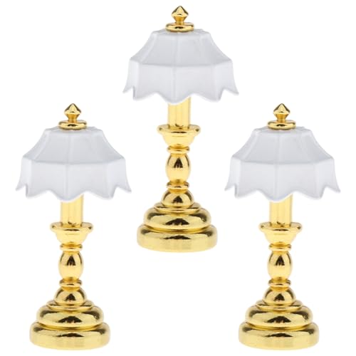 3pcs Dollhouse Miniaturen Lampmodell, Metall 1.6in 1:12 Skala Miniaturlampe, Vintage Decor für Home Doll House Kinderzimmerzubehör Accessoires von Hperu