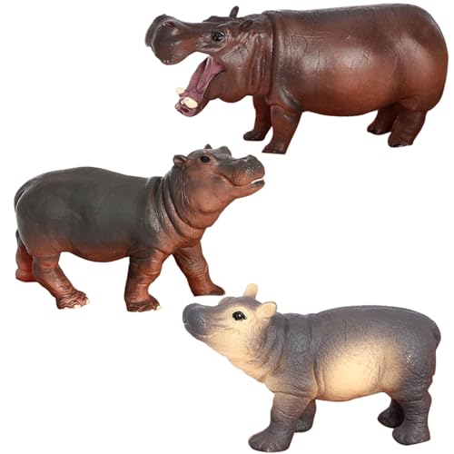 3pcs lebensee Hippo -Figur -Set, Hippopotamus -Statue für Erwachsene und Baby von Hperu