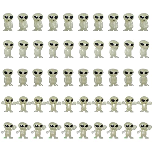 50pcs Mini Alien -Figuren, winziger Glühen in den dunklen Alien -Figuren für Kinder Halloween Party Gefälligkeiten von Hperu