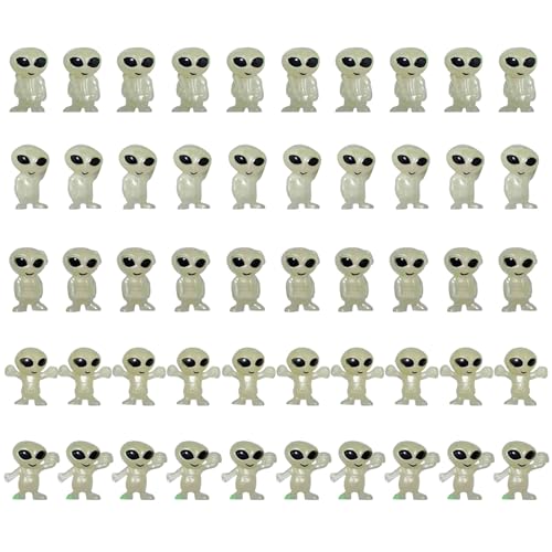 50pcs Mini Alien -Figuren leuchten im dunklen, winzigen Halloween -Spielzeug für Kinderparty -Gefälligkeiten von Hperu