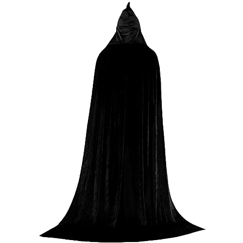 51, 2 Zoll schwarzes Umhang mit Motorhaube in voller Länge Gold Samt Hexen Umhang Vampire Wizard Robe für Männer Frauen Cosplay Halloween Kostüm m 51, 2 Zoll schwarzes Umhang mit Motorhaube in voller Länge Gold Samt Hexen Umhang Vampire Wizard Robe für Männer Frauen Cosplay Halloween Kostüm m von Hperu
