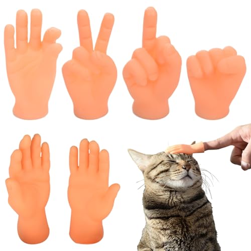 6pcs Mini-Fingerpuppen, Vinyl winzige Hände Little Katze Streichelfein-Scissors Spielzeug für Katzenhund Haustiere Spielzeit 6pcs Mini-Fingerpuppen, Vinyl winzige Hände Little Katze Streichelfein-Scissors Spielzeug für Katzenhund Haustiere Spielzeit von Hperu