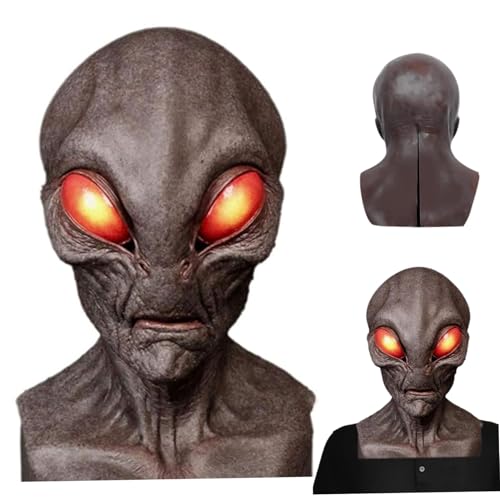 Alien Maske, realistische außerirdische Horror -Cosplay -Maske mit roten großen Augen & Belüftung, Braun, Halloween, Alien Alien Maske, realistische außerirdische Horror -Cosplay -Maske mit roten großen Augen & Belüftung, Braun, Halloween, Alien von Hperu