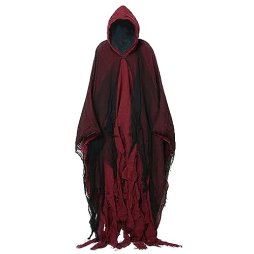 Hakener Umhang, gruselige Halloween -Lappen mit schwarzer Tüllhaube für mittelalterliche Renaissance -Cosplay -Kostüm, roter Kapuze -Umhang, Halloween Hakener Umhang, gruselige Halloween -Lappen mit schwarzer Tüllhaube für mittelalterliche Renaissance -Cosplay -Kostüm, roter Kapuze -Umhang, Halloween von Hperu