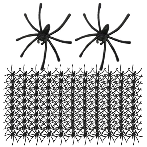 Hperu 100pcs 1, 8x2 Zoll Halloween Spider, falsche realistische Plastikspinnen für Heimpartydekorationen Hperu 100pcs 1, 8x2 Zoll Halloween Spider, falsche realistische Plastikspinnen für Heimpartydekorationen von Hperu