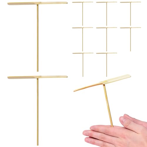 Hperu 10pcs Flying Helicopter Spielzeug 6, 7 x 5, 7 Zoll Holzhandspielzeug mit Helikopter Spinner mit Propeller und Stange, glatt Fliegende Kinder im Freien im Freien, das Gesch von Hperu