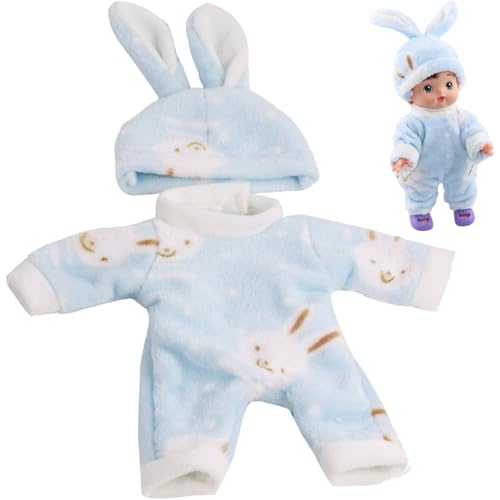 Hperu 12 Zoll Babypuppenkleidung, Overall mit Kaninchenhut Kleidung Set Weicher Plüsch -Overall mit Kaninchenhut Babypuppe Set von Hperu