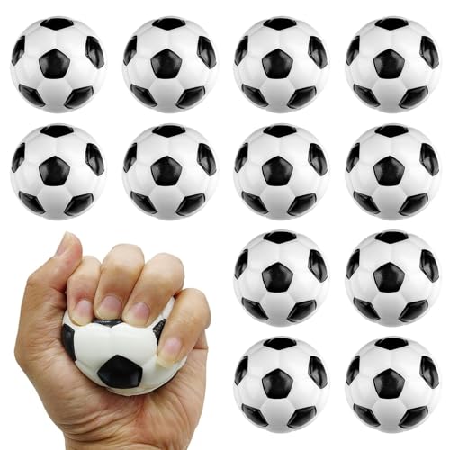 Hperu 12pcs Mini-Fußballkugeln, 2, 4 Zoll Soft Foam Squeeze Soccer Mini Sportbälle für Kinder, Party-Gefälligkeiten, Dekorationen, Angstzustände (Multi-Farben) von Hperu