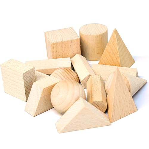 Hperu 15pcs Geometrische Formen Modell 3D -Formen Holzgeometrischer Block für das Unterrichten von Holzprozesaw Holz Getreide Vorschule von Hperu