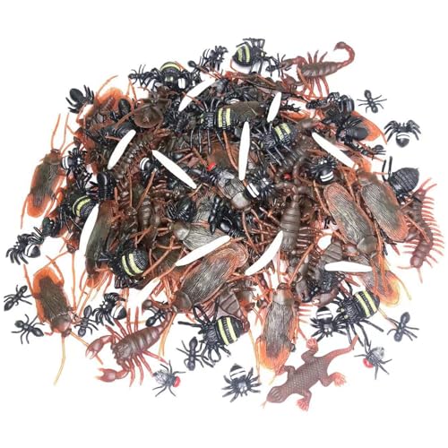 Hperu 180 PCSFake -Bugs Toy Set, realistische plastische gruselige Crawler (Spinnen, Kakerlaken, Scorpions) für Streiche, Halloween, Aprilscherz 'Gags von Hperu