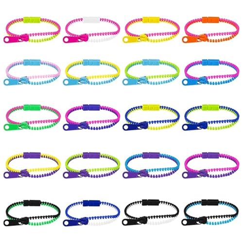 Hperu 20 PCs Fidget Toys Reißverschlussarmbänder, 7, 5 sensorische Stressabbauspielzeug für Kinder, Partybevorzugungen, ADHS und Autismus-freundlich Hperu 20 PCs Fidget Toys Reißverschlussarmbänder, 7, 5 sensorische Stressabbauspielzeug für Kinder, Partybevorzugungen, ADHS und Autismus-freundlich von Hperu