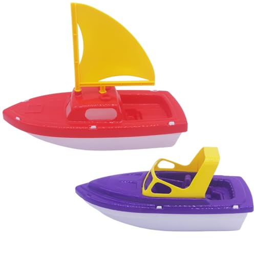 Hperu 2pcs Spielzeugboot, lustige kleine Plastikbad Spielzeug Leichtes Schnellboot und Segelboot für Sommer Beach Pool Backyard Games von Hperu