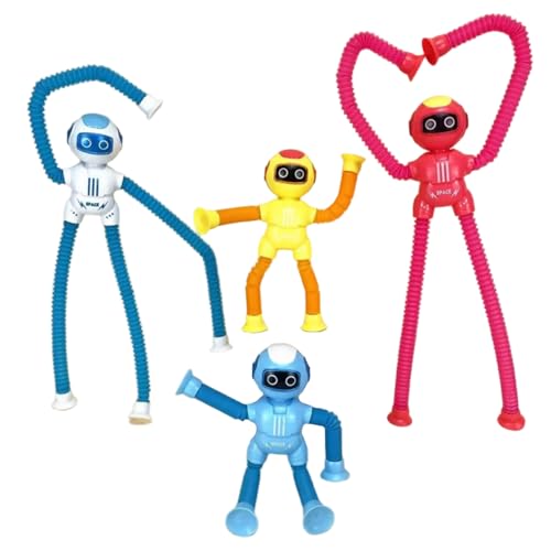 Hperu 4pcs Roboter Zappelspielzeug Teleskope Pops Tubes Sensorisch für Kleinkinder Bildungsfeier für Kinder 3-9 Jahre alt, Pops Tube von Hperu