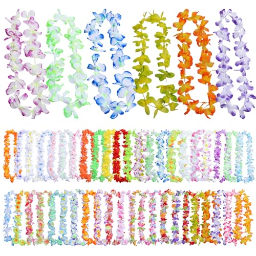 Hperu 50pcs Hawaiian Leis, 38, 58 Zoll Blumengirlande Halsketten - Für Erwachsene und Kinder - Luau Party, Tropische Partydekorationen Hperu 50pcs Hawaiian Leis, 38, 58 Zoll Blumengirlande Halsketten - Für Erwachsene und Kinder - Luau Party, Tropische Partydekorationen von Hperu