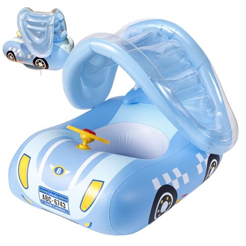 Hperu Baby Float mit Baldachin, aufblasbarer Autoform Kleinkindpool mit Sitzlenkrad für Mädchen Jungen 1-6 Jahre Hperu Baby Float mit Baldachin, aufblasbarer Autoform Kleinkindpool mit Sitzlenkrad für Mädchen Jungen 1-6 Jahre von Hperu