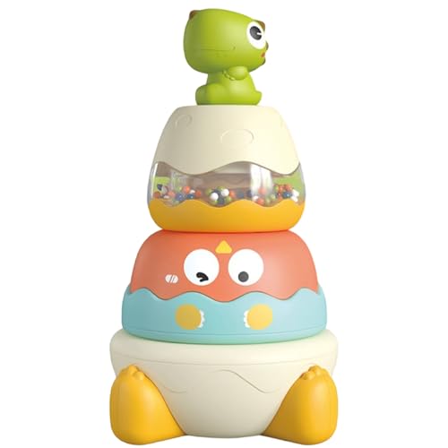 Hperu Baby-Stapelspielzeug mit niedlicher Dinosaurierfigur, Bildungslernen Montessori-Spielzeug für Kleinkinder, Jungen und Mädchen, Entwicklungsspiel für 1-3 Jahre alt von Hperu