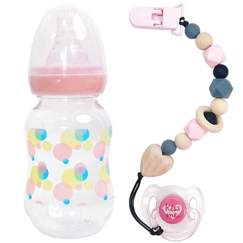 Hperu Babypuppenflaschen mit Schnuller, niedliche sichere Spielzeugbabyflaschen für Puppen mit Schnuller und Kette, Simulation Puppenzubehör für Kindergeschenk Hperu Babypuppenflaschen mit Schnuller, niedliche sichere Spielzeugbabyflaschen für Puppen mit Schnuller und Kette, Simulation Puppenzubehör für Kindergeschenk von Hperu