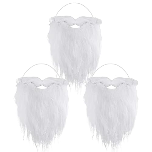 Hperu Bart: 3PCS Einer Größe weißer Polyester Santa Bart mit elastischen Trägern, für Kinder Erwachsene Weihnachtsfeier Cosplay -Kostüme Hperu Bart: 3PCS Einer Größe weißer Polyester Santa Bart mit elastischen Trägern, für Kinder Erwachsene Weihnachtsfeier Cosplay -Kostüme von Hperu