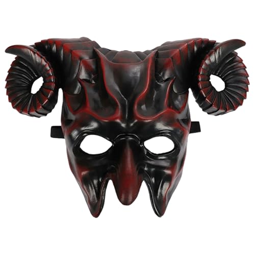 Hperu Devil Mask Scary 3D Halb Face Hornziege, Monster Demon Halloween Kostüm für Cosplay -Party Hperu Devil Mask Scary 3D Halb Face Hornziege, Monster Demon Halloween Kostüm für Cosplay -Party von Hperu