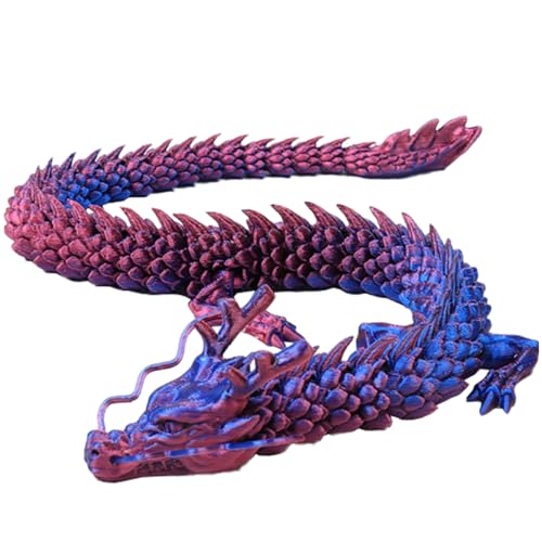 Hperu Drachen Ornament, 3D Purple Drache 17.7 Bewegbare Gelenke Drachen Ornament Realistische Drachenspielzeug sichere Fischtankdekorationen für Home Office Aquarium Drachen Spielzeug von Hperu