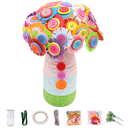 Hperu Felderknopf Craft Kit, DIY -Blumenstrauß mit Knöpfen & Blättern, Kinderkunstgeschenk für Wohnkultur Hperu Felderknopf Craft Kit, DIY -Blumenstrauß mit Knöpfen & Blättern, Kinderkunstgeschenk für Wohnkultur von Hperu