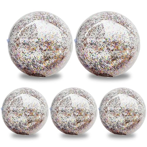 Hperu Glitter Beach Bälle, 5pcs 16in & 24in Glitter Beach Bälle, glänzender PVC -aufblasbarer Pool mit Pailletten, Partydekorationen Hperu Glitter Beach Bälle, 5pcs 16in & 24in Glitter Beach Bälle, glänzender PVC -aufblasbarer Pool mit Pailletten, Partydekorationen von Hperu