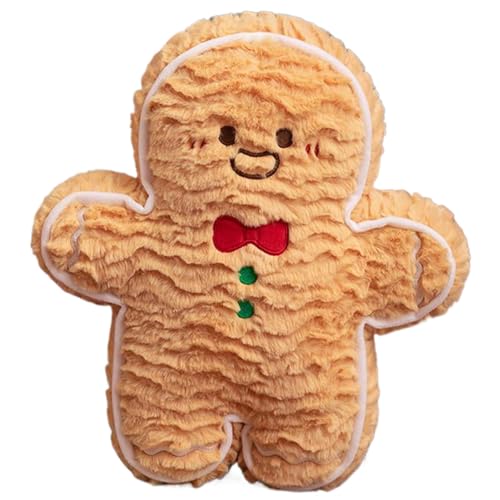 Hperu Lebkuchen plüschige Lebkuchen Kissen weiche Plüsch -Mann Weihnachtsdekoration Süßes Wurfkissen für Wohnkultur -Sofa -Bett Geschenke, Stehend von Hperu