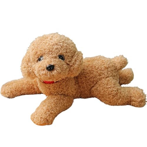 Hperu Plüschhundspielzeug, 14 Teddy Hund Plüschspielzeug mit Kragen dekoratives gefülltes Tier (beige) ausgestopftes Tier von Hperu