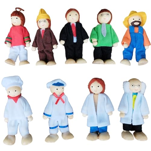 Hperu Puppen für Dollhouse 9pcs Holzpuppenhaus realistische potenzielle Mini-Dress-Charaktere Bildungszahlen für das Spielen von Spielen im Alter von 18 Monaten Hperu Puppen für Dollhouse 9pcs Holzpuppenhaus realistische potenzielle Mini-Dress-Charaktere Bildungszahlen für das Spielen von Spielen im Alter von 18 Monaten von Hperu