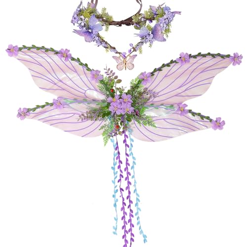 Hperu Purple Feenkostüm für Frauen mit Kronen- und Elfenohren, Blumenerbler -Renaissance -Cosplay -Accessoires für Erwachsene Hperu Purple Feenkostüm für Frauen mit Kronen- und Elfenohren, Blumenerbler -Renaissance -Cosplay -Accessoires für Erwachsene von Hperu