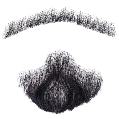 Hperu Realistischer Schnurrbart gefälschter Bart menschliches Haar Unsichtbares Spitzen Gesichtsbehaarungskostüm für Männer Halloween Cosplay Style 3 Hperu Realistischer Schnurrbart gefälschter Bart menschliches Haar Unsichtbares Spitzen Gesichtsbehaarungskostüm für Männer Halloween Cosplay Style 3 von Hperu