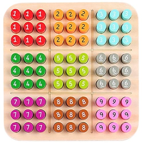 Hperu Sudoku für Kinder, 5, 9 Zoll farbiges Holzbrettspiel, pädagogisches Reise- und Heim -Puzzlespiel von Hperu