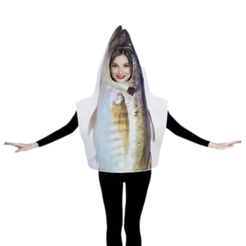 Hperu Unter dem Meereskostüm, leichtes lustiges Fischkostüm für Festival -Rollenspiele, Maskerade, Halloween, Fischereifischer Anzug von Hperu