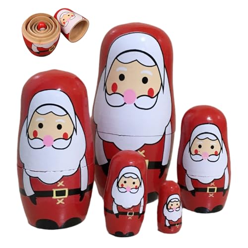 Hperu Weihnachten Russische Nistpuppen Holz Santa Claus Matryoshka Puppen Weihnachtsdekoration 5pcs Hperu Weihnachten Russische Nistpuppen Holz Santa Claus Matryoshka Puppen Weihnachtsdekoration 5pcs von Hperu